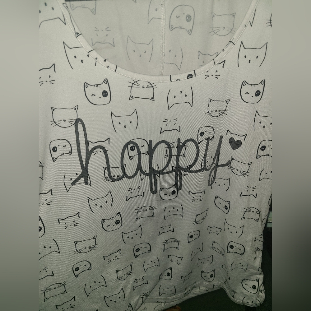 ✨️4/$10✨️George 1XL Womens "Happy" Cat tee shirt